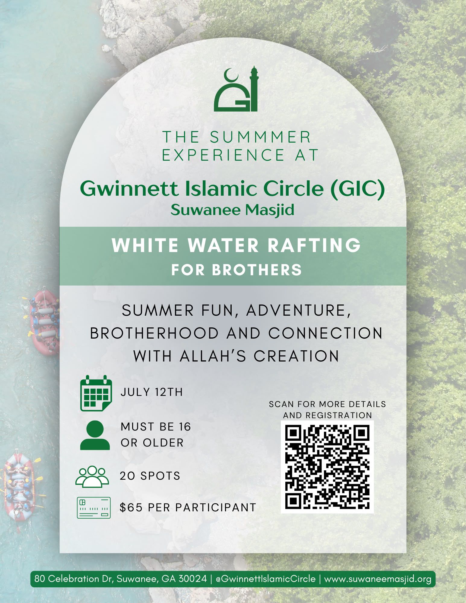 The Summer Experience at Gwinnett Islamic Circle: White Water Rafting for Brothers