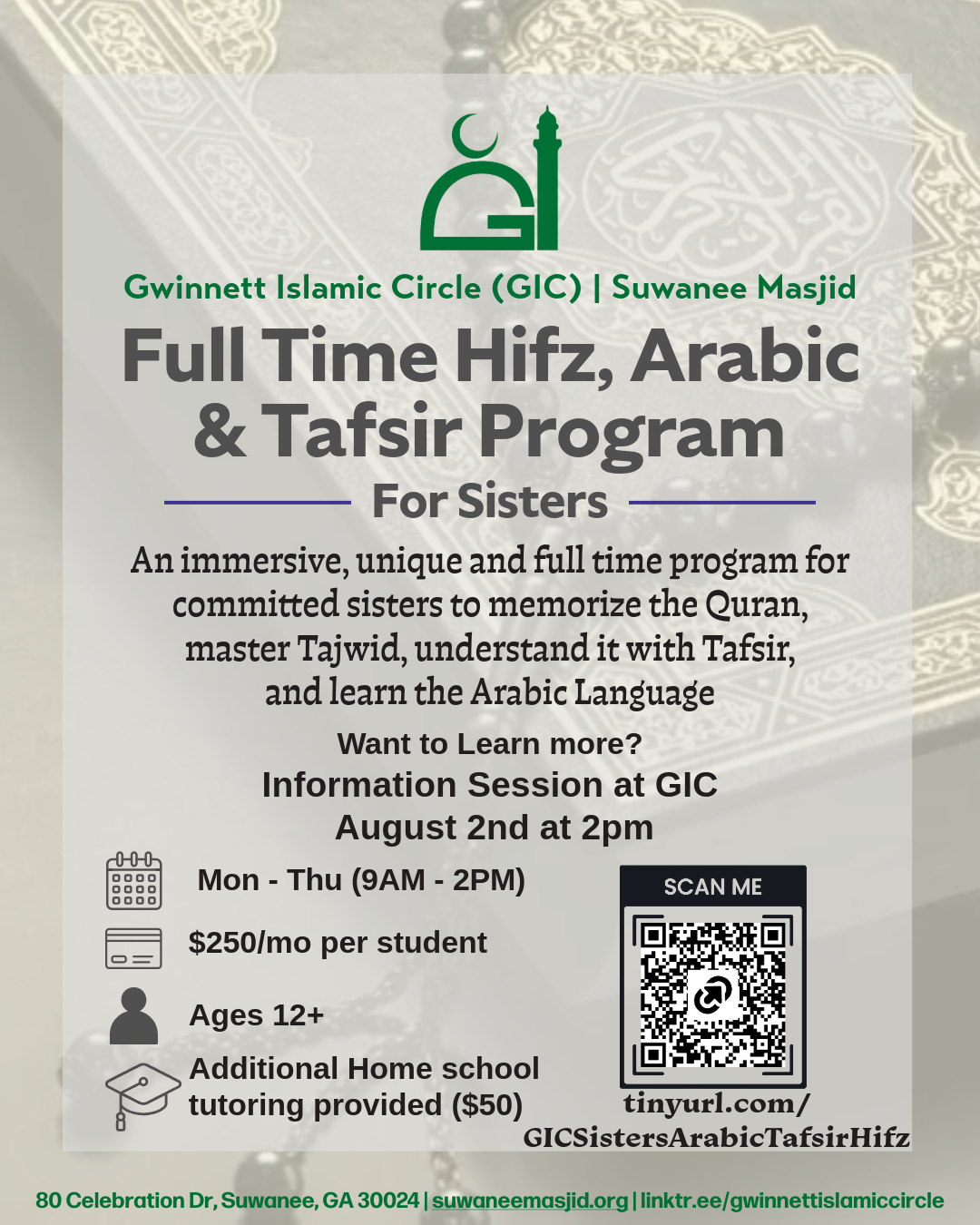 Full Time Hifz, Arabic & Tafsir Program For Sisters